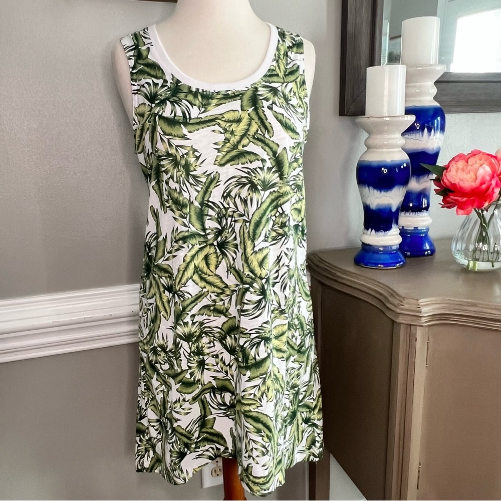 XS GUC CAbi Tropical Leaf Knit Dress CAbi Paradise Dress Swimsuit Coverup 021